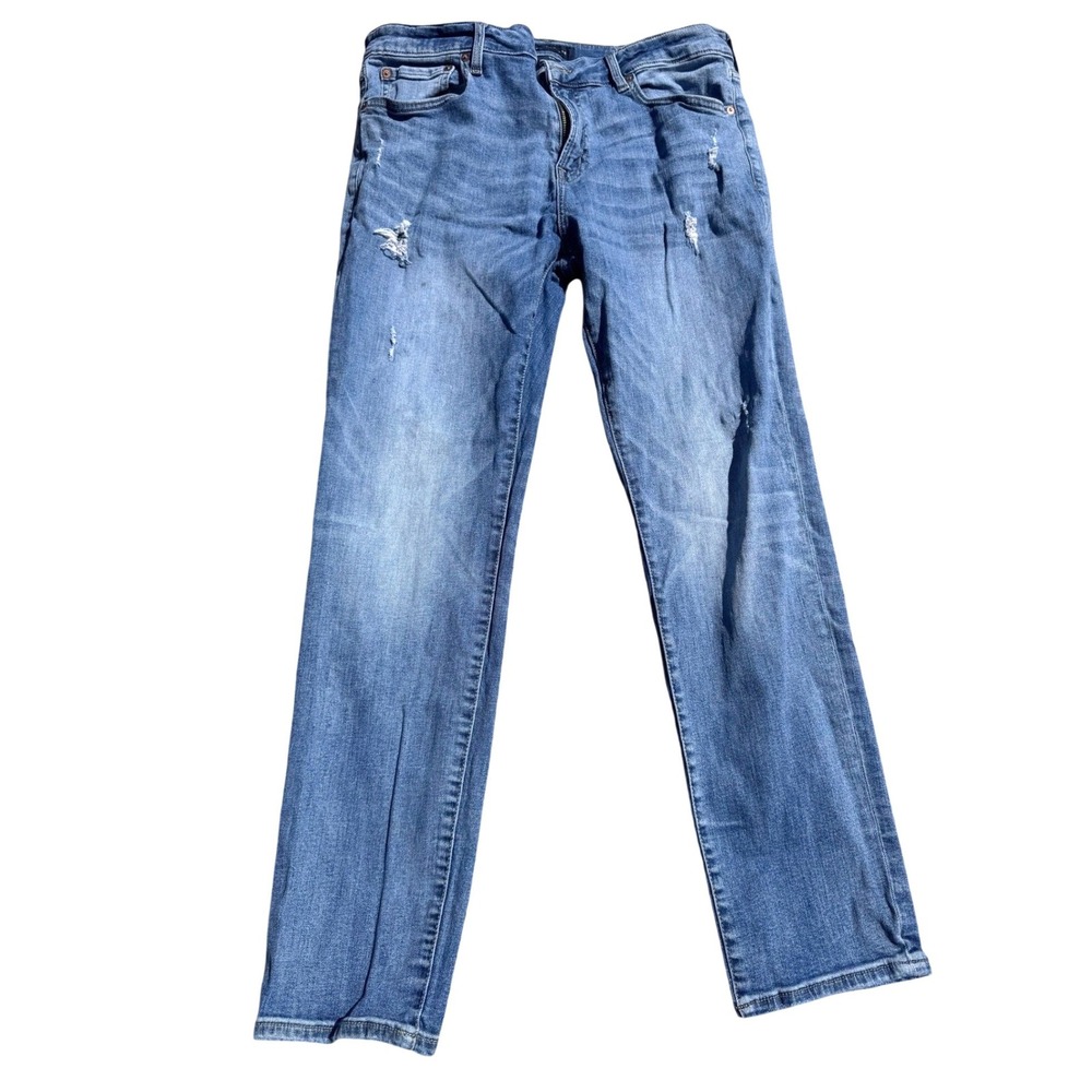 Aeropostale Slim Jeans Mens 36x32 Blue Distressed Denim